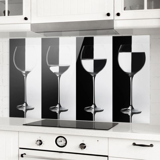 Kitchen Wine Glasses In Black & White
