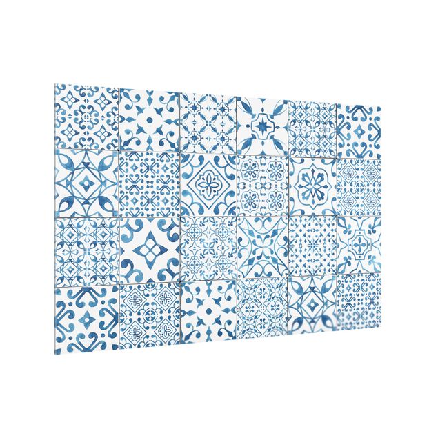 Glass splashback patterns Pattern Tiles Blue White
