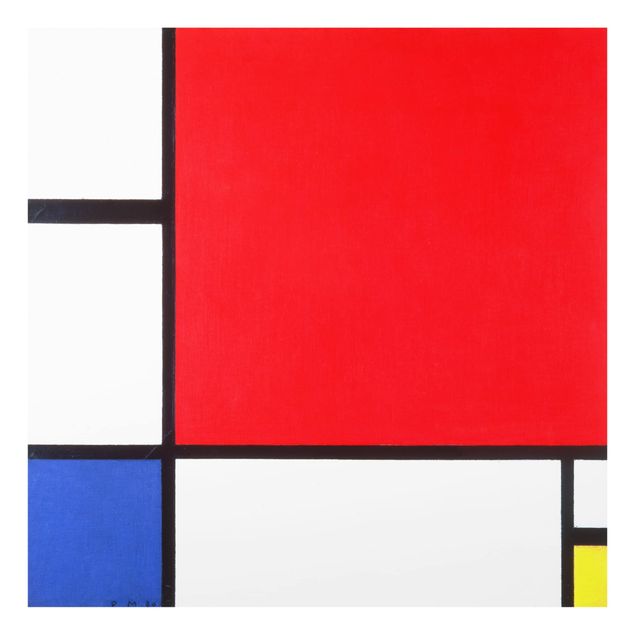 Glass splashback abstract Piet Mondrian - Composition Red Blue Yellow