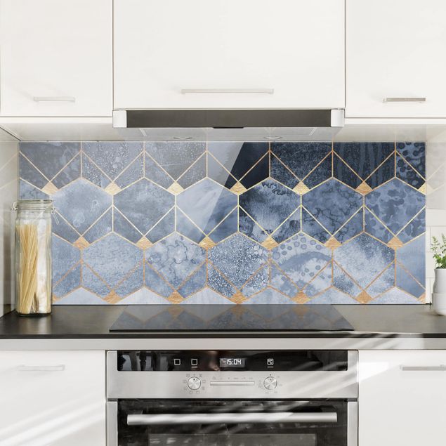 Kitchen Blue Geometry Golden Art Deco