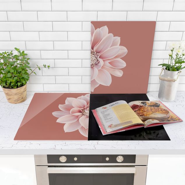 Stove top covers Dahlia Beige Red Pink