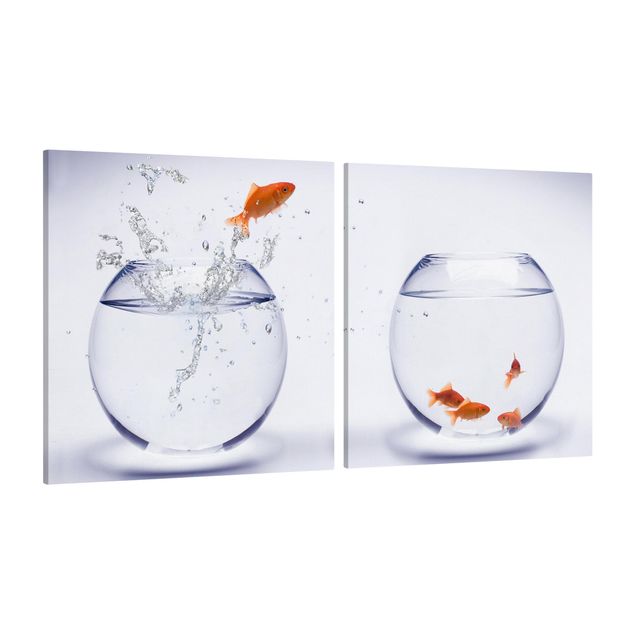 Animal canvas art Flying Goldfish
