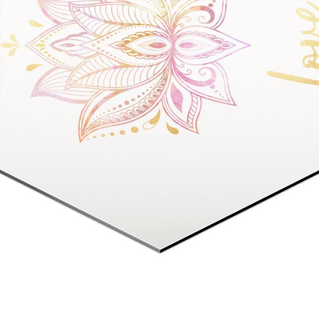 Hexagonal prints Mandala Namaste Lotus Set Gold Light Pink
