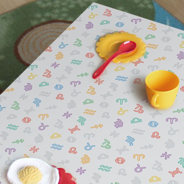 Adhesive films window sill Nursery Learning Pattern With Colourful Zodiac Symbols