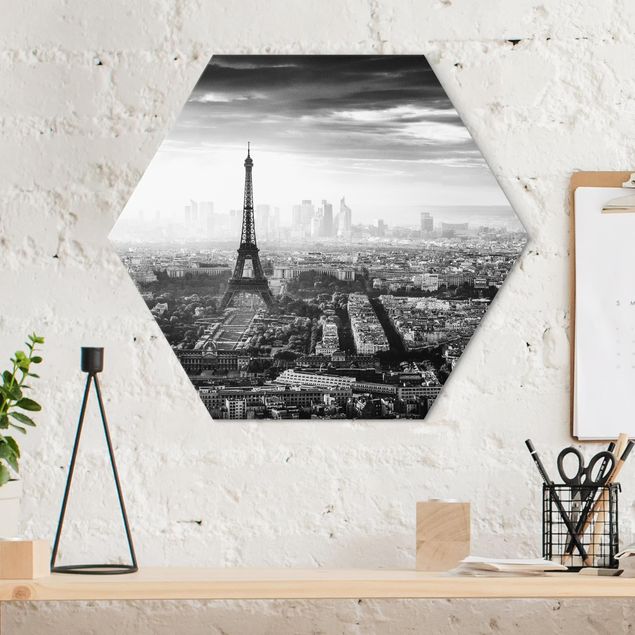 Paris wall art The Eiffel Tower From Above Black And White