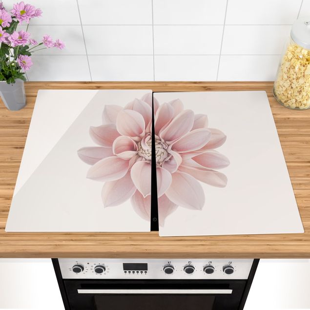 Stove top covers flower Dahlia Flower Pastel White Pink