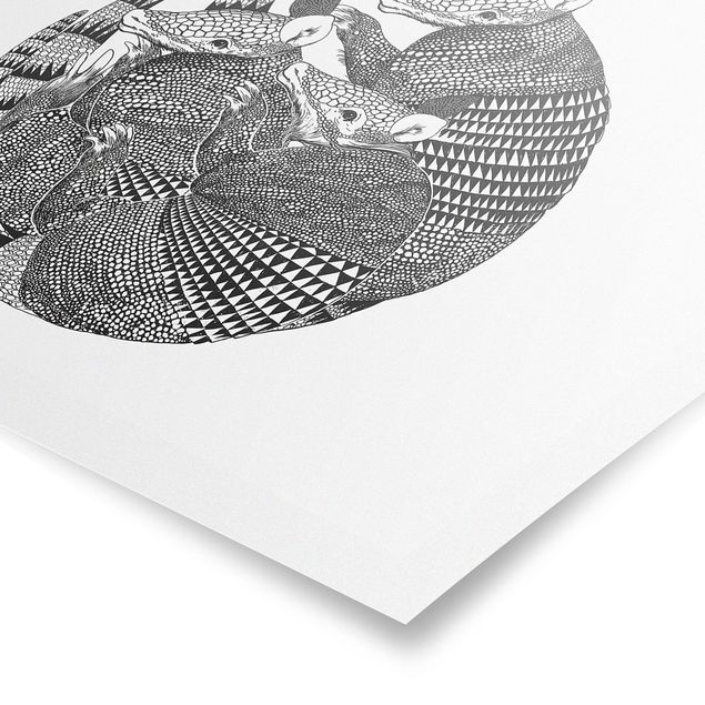 Black and white wall art Illustration Armadillos Black And White Pattern