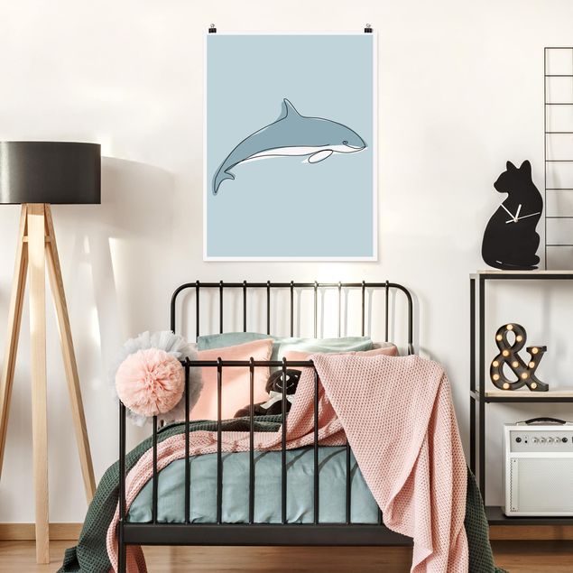 Prints animals Dolphin Line Art