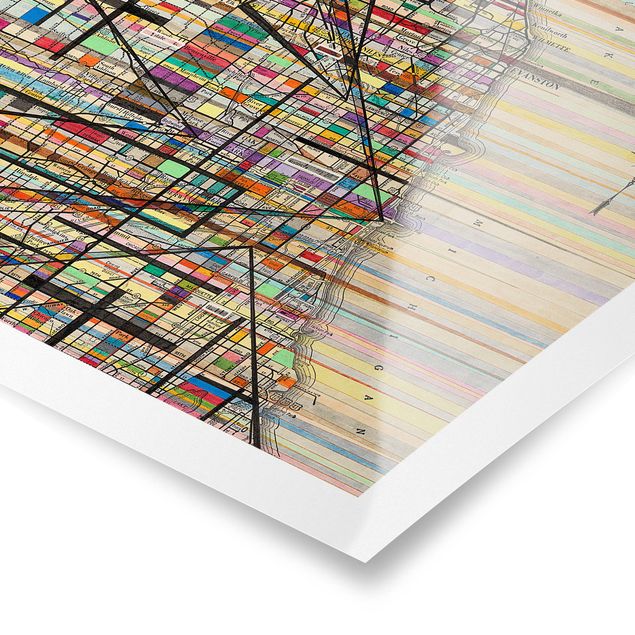 Prints multicoloured Modern Map Of Chicago