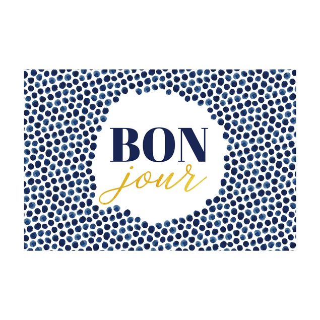 blue area rugs Bon Jour Gold With Watercolour Dots