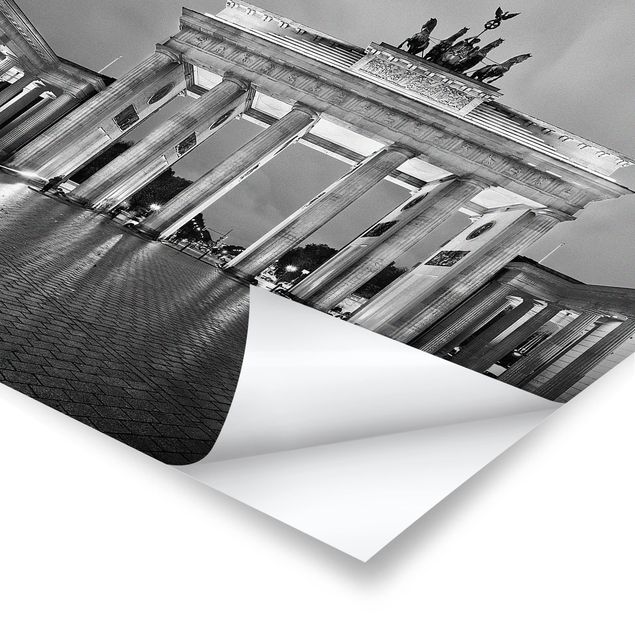 Prints black and white Illuminated Brandenburg Gate II