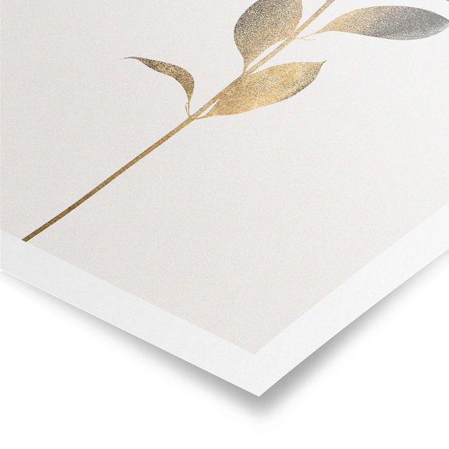Floral canvas Graphical Plant World - Gold And Grey