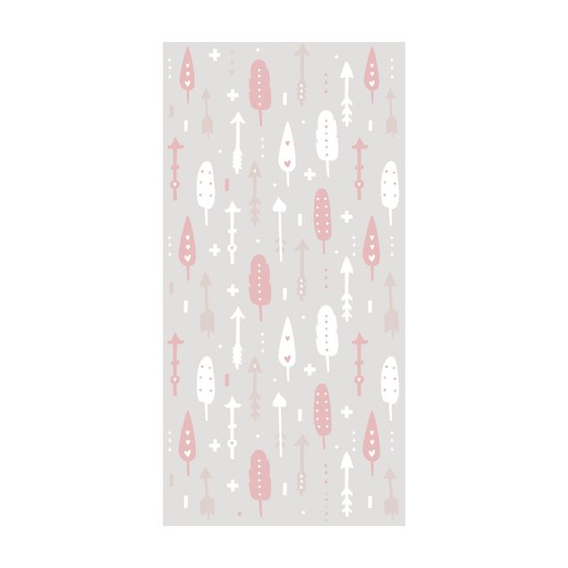 modern area rugs Tribal Arrows With Hearts Light PInk Grey