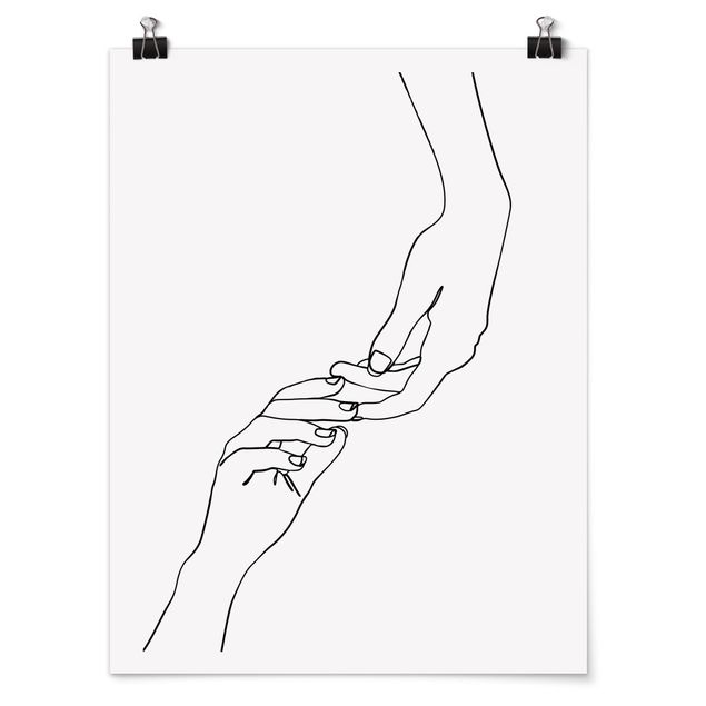 Art posters Line Art Hands Touching Black And White