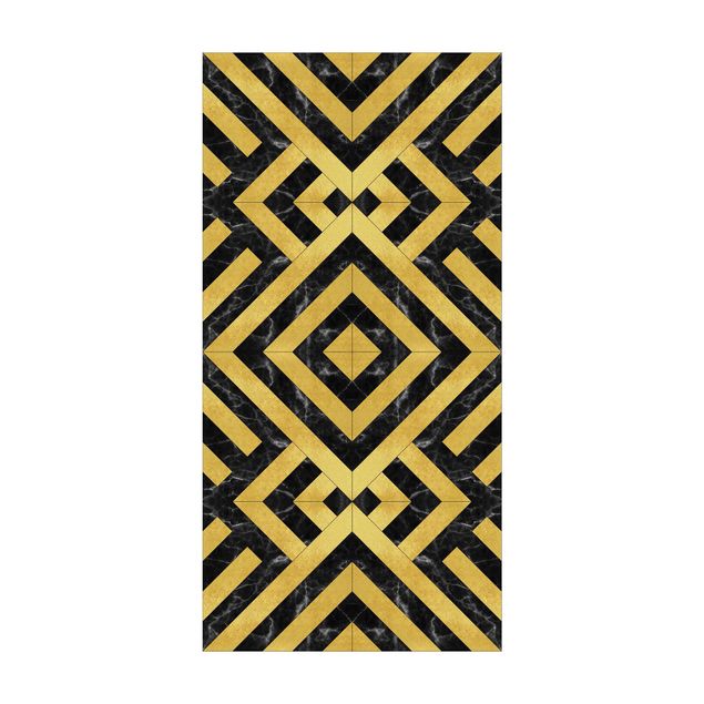rug tile pattern Geometrical Tile Mix Art Deco Gold Black Marble
