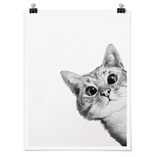 Art posters Illustration Cat Drawing Black And White