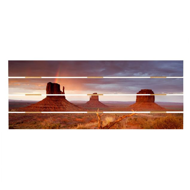 Prints on wood Monument Valley At Sunset
