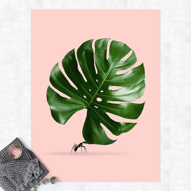 outdoor patio rugs Ant With Monstera Leaf