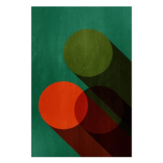 Art posters Abstract Shapes - Circles In Green And Red