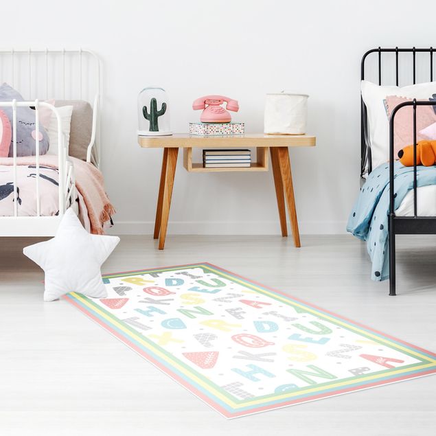 Kids room decor Alphabet In Pastel Colours With Frame