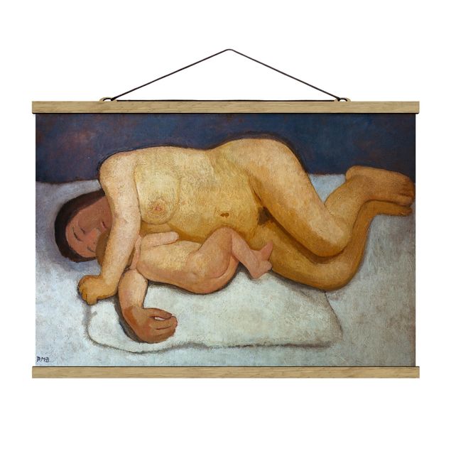 Canvas art Paula Modersohn-Becker - Reclining Mother and Child