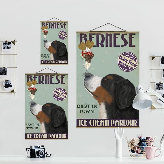 Wall art turquoise Bernese Mountain Dog With Ice