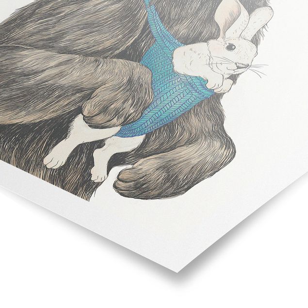 Animal canvas Illustration Bear And Bunny Baby