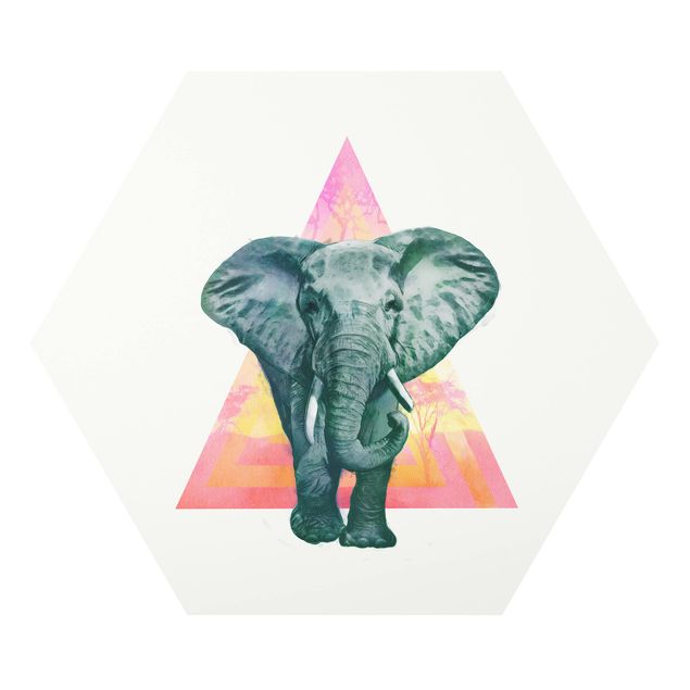 Prints modern Illustration Elephant Front Triangle Painting