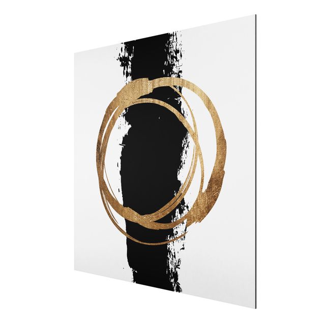 Abstract canvas wall art Abstract Shapes - Gold And Black
