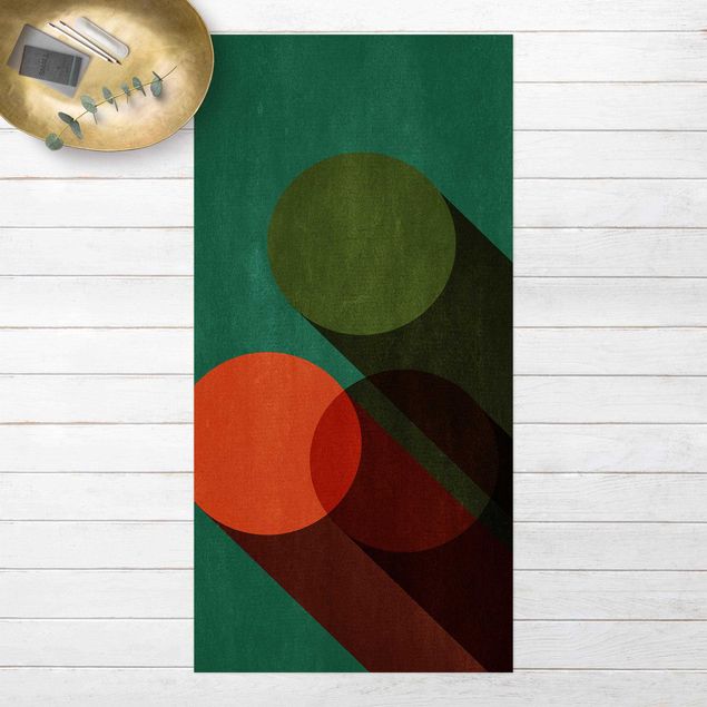 outdoor mat Abstract Shapes - Circles In Green And Red