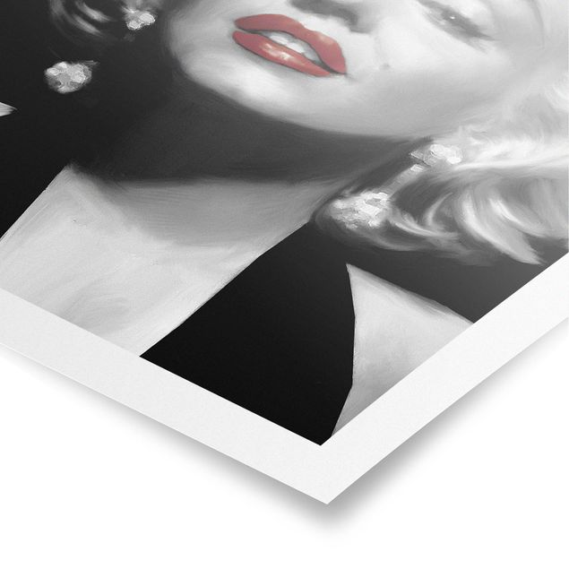 Black and white art Marilyn With Red Lips