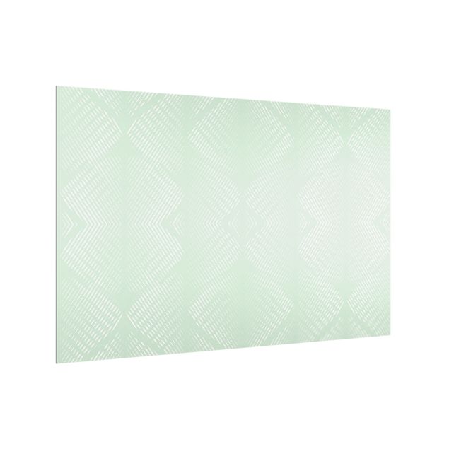 Glass splashbacks Rhombic Pattern With Stripes In Mint Colour