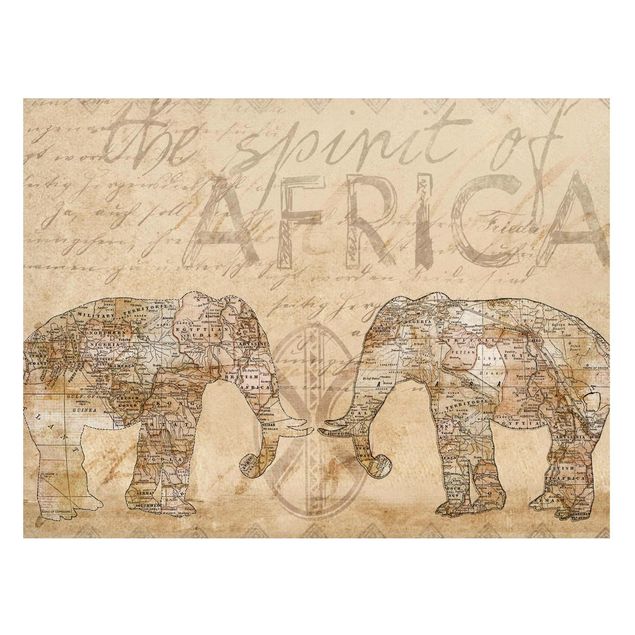 Prints elefant Vintage Collage - Spirit Of Africa