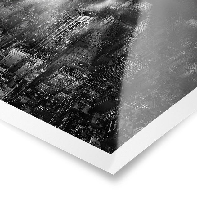 Prints black and white Sunlight Over New York City