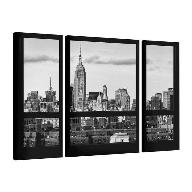 Canvas black and white Windows Overlooking New York Skyline Black And White