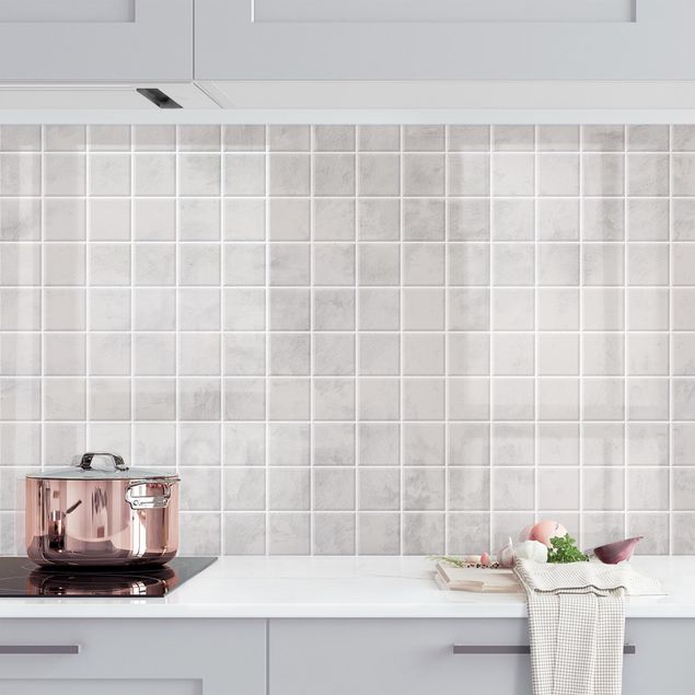 Kitchen Mosaic Concrete Tiles - Light Grey