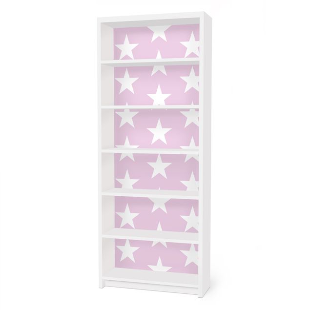Self adhesive furniture covering White Stars On Light Pink