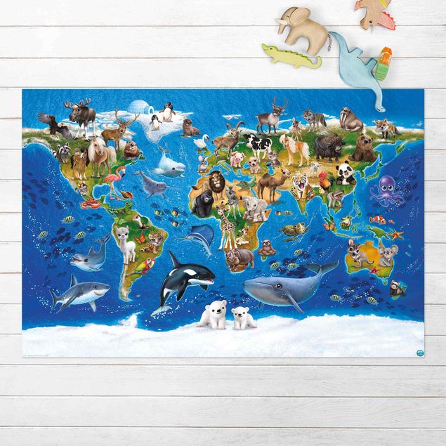 Outdoor rugs Animal Club International - World Map With Animals