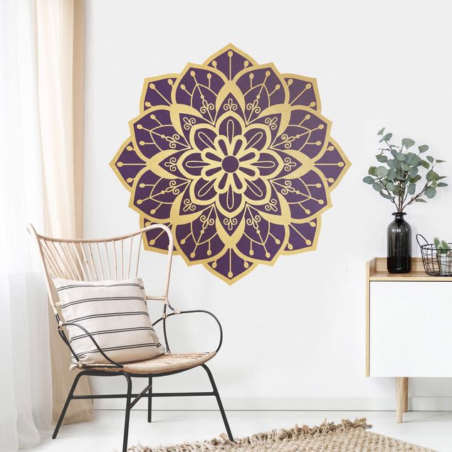 Wall stickers ornaments Mandala Flower Pattern Gold Violet