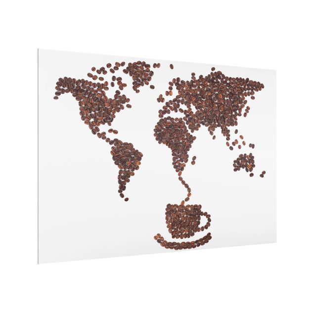 Glass splashback Coffee around the world