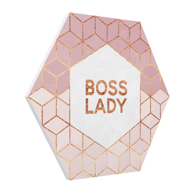 Abstract canvas wall art Boss Lady Hexagons Pink
