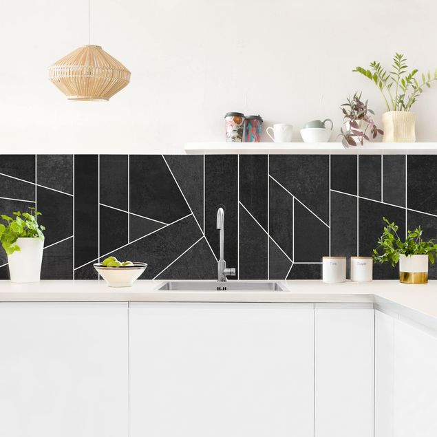 Kitchen splashback patterns Black And White Geometric Watercolour