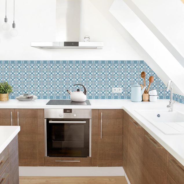 Kitchen splashback tiles Geometrical Tile Mix Circles Blue Grey