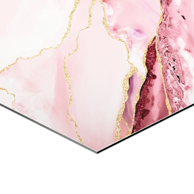 Uta Naumann Abstract Mountains Pink With Golden Lines