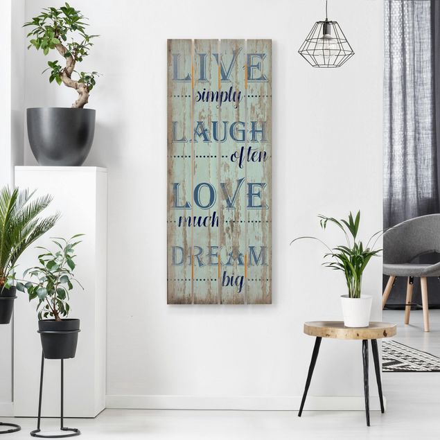 Wood prints sayings & quotes Live simply