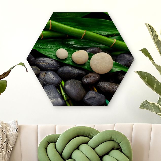 Kitchen Green Bamboo With Zen Stones