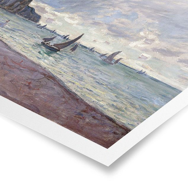 Beach canvas art Claude Monet - Fishing Boats In Front Of The Beach And Cliffs Of Pourville