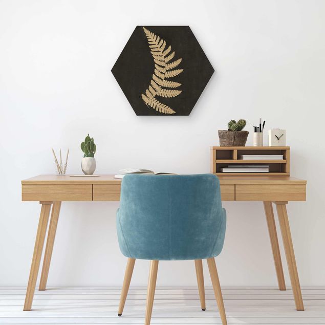 Wood prints vintage Fern With Linen Structure IV