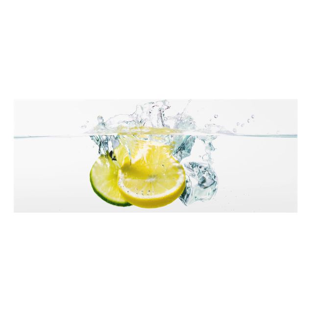 Glass Splashback - Lemon And Lime In Water - Panoramic