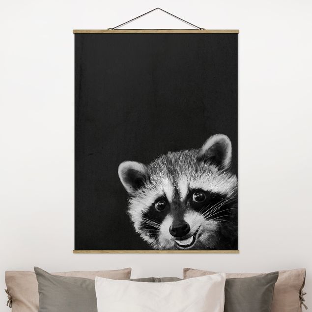 Kitchen Illustration Racoon Black And White Painting